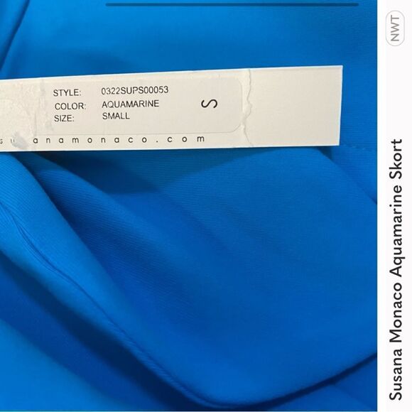 Susana Monaco Gorgeous Aquamarine Blue Side Tie Mini Skort - Picture 7 of 9